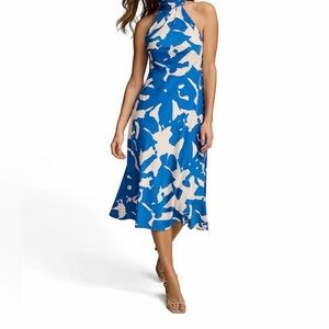 Donna Karan Sleeveless Halter Neck Printed Satin Midi
Dress size 2